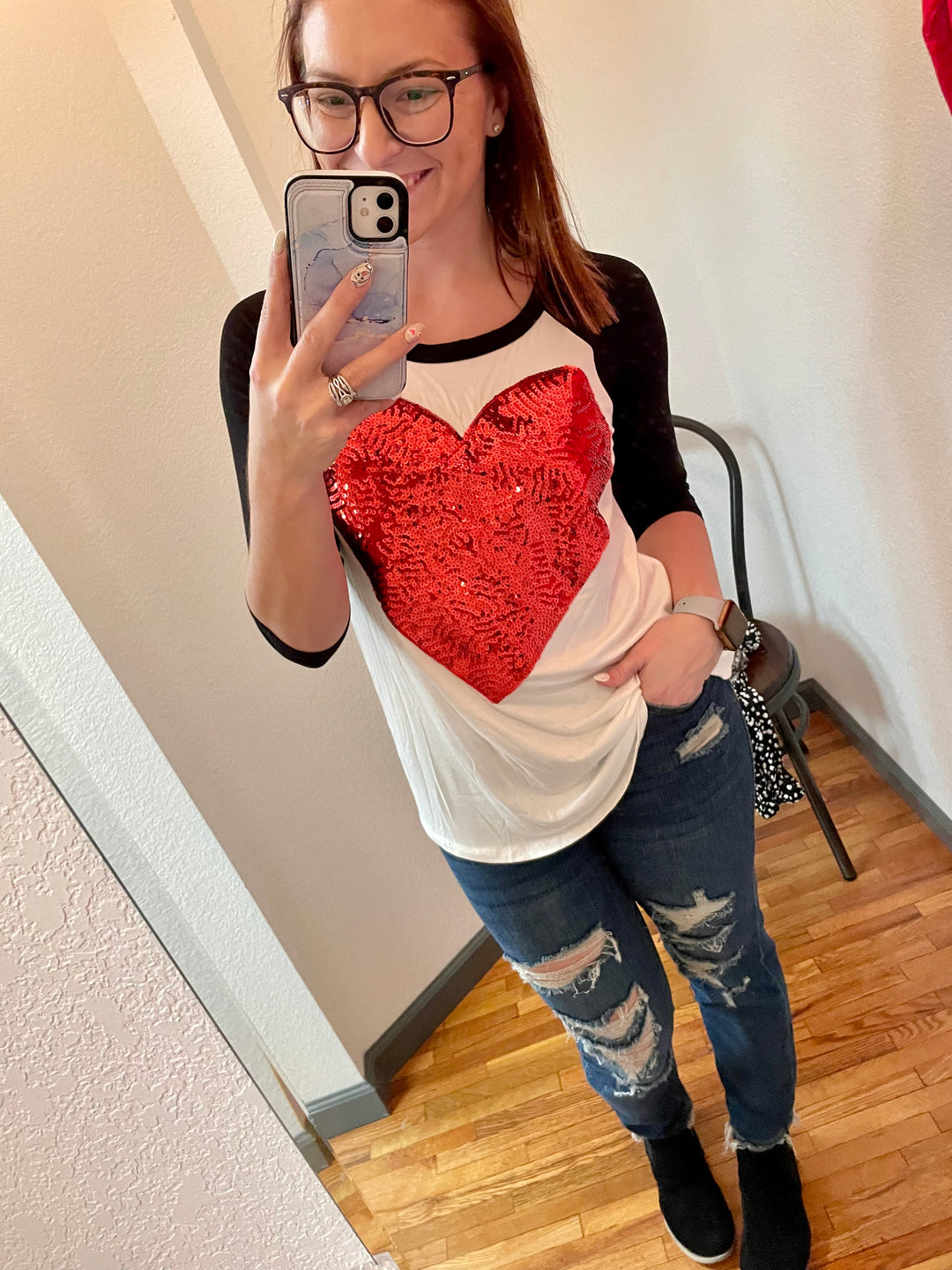 Valentine's Love Sequin Heart Top