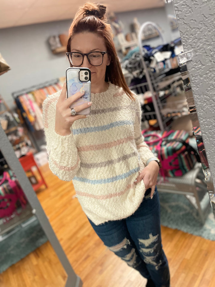 Stripes Are GO Popcorn Sweater