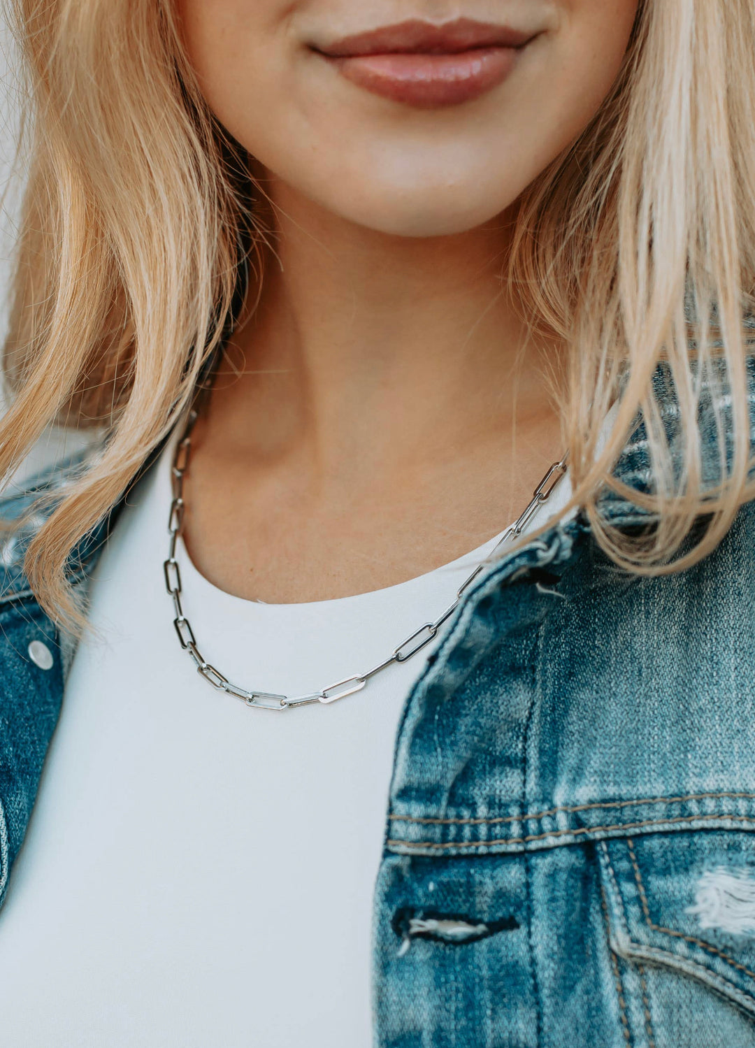 Silver Paperclip Chain Necklace