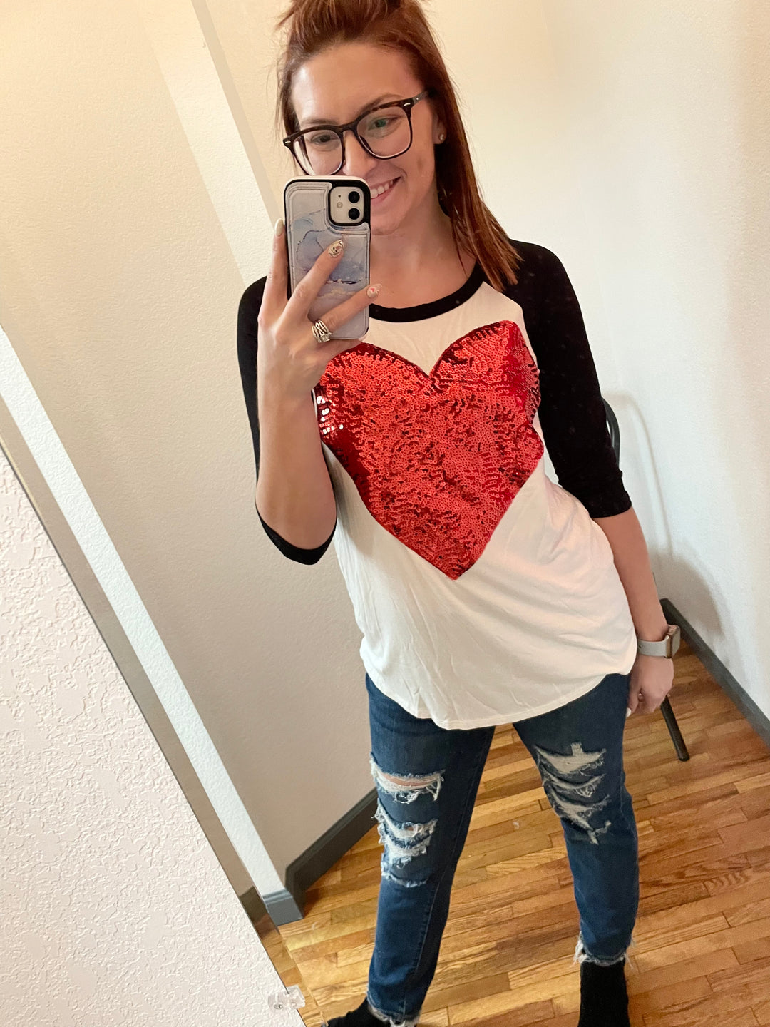 Valentine's Love Sequin Heart Top