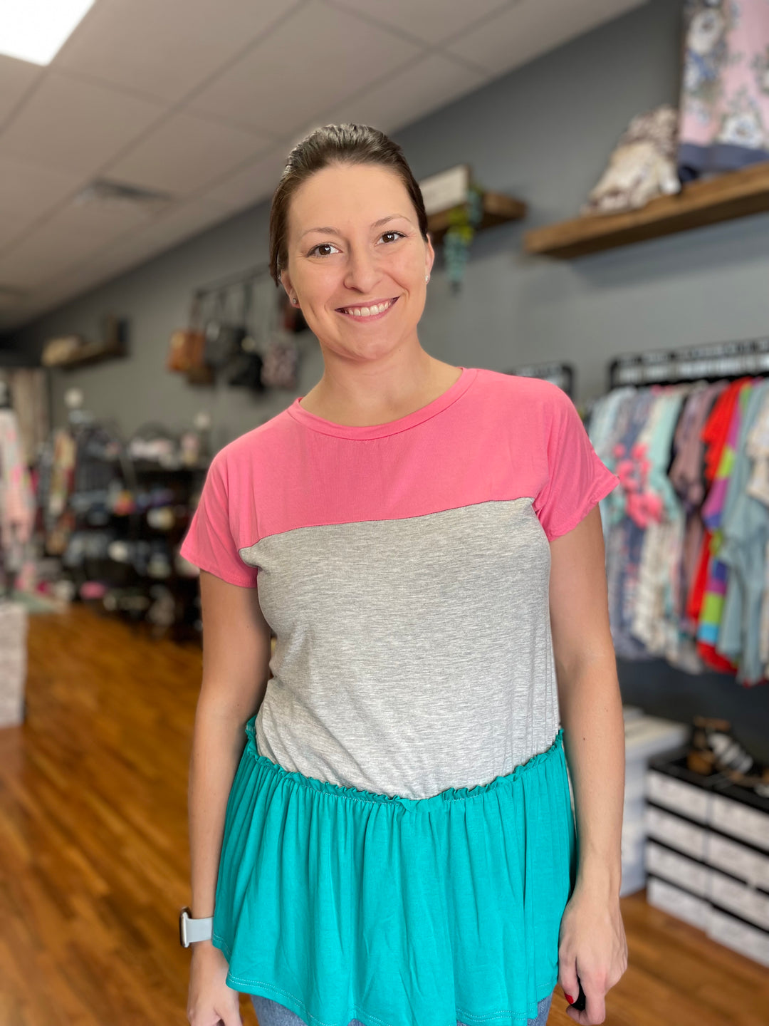 Ruffle Girl Color Block Top