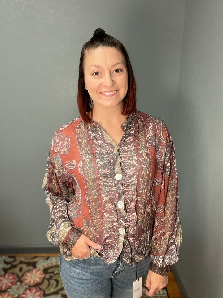 Georgette Printed Button Top