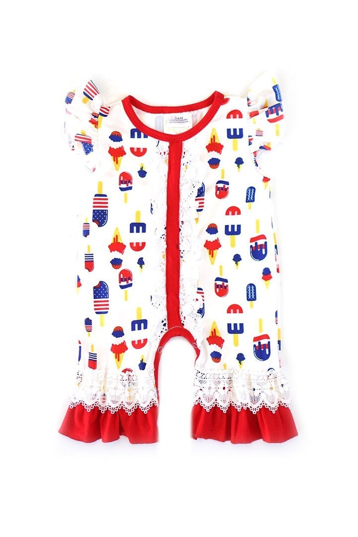 Patriotic Popsicle Lace Romper